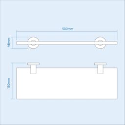 Nes Home Bathroom & Kitchen Clear Toughened Glass Shelf With Chrome Brass Brackets in Silver - thumbnail 2