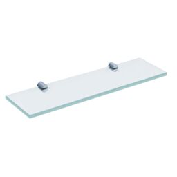 Nes Home Bathroom & Kitchen Clear Toughened Glass Shelf With Chrome Brass Brackets in Silver - thumbnail 1