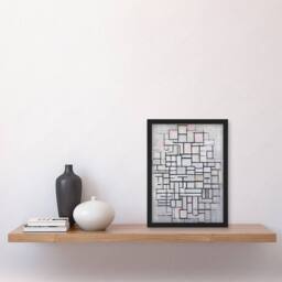 Artery8 Composition No IV Abstract Mondrian Vintage Framed Wall Art Print in Grey - Size: A4 - thumbnail 4