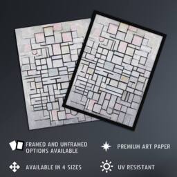 Artery8 Composition No IV Abstract Mondrian Vintage Framed Wall Art Print in Grey - Size: A4 - thumbnail 2