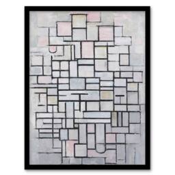 Artery8 Composition No IV Abstract Mondrian Vintage Framed Wall Art Print in Grey - Size: A4 - thumbnail 1