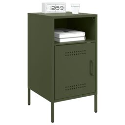 Berkfield Home Bedside Cabinets 2 pcs Olive Green 36x39x68 cm Steel - Size: 36 x 39 x 68 cm - thumbnail 3