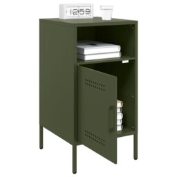 Berkfield Home Bedside Cabinets 2 pcs Olive Green 36x39x68 cm Steel - Size: 36 x 39 x 68 cm - thumbnail 4