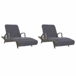 Berkfield Home Beach Towels 2 pcs Anthracite 75x200 cm Fabric 400 GSM in Black - thumbnail 4