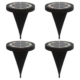 Berkfield Home Solar Ground Lights with Ground Spikes Outdoor 4 pcs Warm White in Black - thumbnail 2