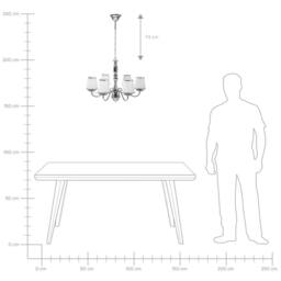 Wyld and Coco Emperor Six-Light Pendant Chandelier Glossy Chrome Acrylic Shades in Silver - thumbnail 7