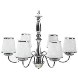 Wyld and Coco Emperor Six-Light Pendant Chandelier Glossy Chrome Acrylic Shades in Silver - thumbnail 2