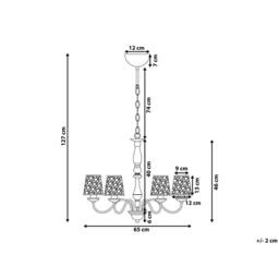 Wyld and Coco Emperor Six-Light Pendant Chandelier Glossy Chrome Acrylic Shades in Silver - thumbnail 3