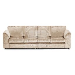 Furnishings For Less UK Crystal Crushed Velvet Long 4 Seater Sofa Full Back Curved Arm Full Back in Beige