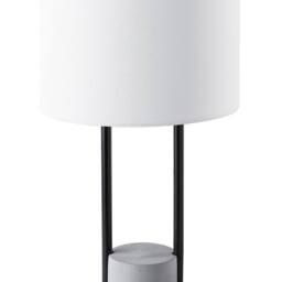 Wyld and Coco Table Lamp - White Fabric Drum Shade with Grey Concrete Base - thumbnail 2