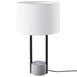 Wyld and Coco Table Lamp - White Fabric Drum Shade with Grey Concrete Base - thumbnail 3