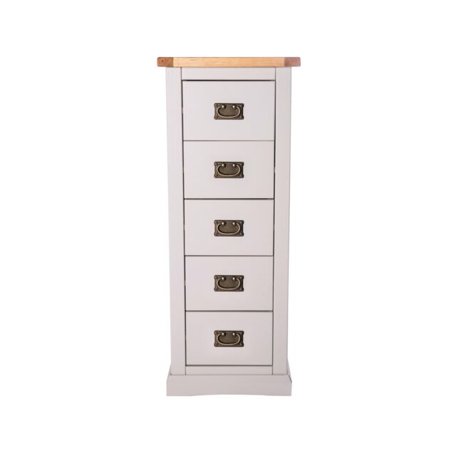 Cabinet Bits Loreo 5 Drawer Narrow Chest of Drawers Bras Drop Handle in Light Grey - image 1