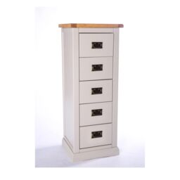 Cabinet Bits Loreo 5 Drawer Narrow Chest of Drawers Bras Drop Handle in Light Grey - thumbnail 2
