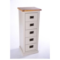 Cabinet Bits Loreo 5 Drawer Narrow Chest of Drawers Bras Drop Handle in Light Grey - thumbnail 3