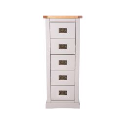 Cabinet Bits Loreo 5 Drawer Narrow Chest of Drawers Bras Drop Handle in Light Grey - thumbnail 1