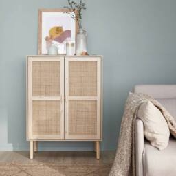 sweeek 80cm woven rattan storage cabinet in Beige - thumbnail 3