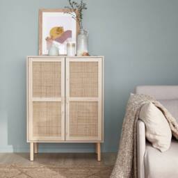 sweeek 80cm woven rattan storage cabinet in Brown