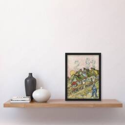 "Artery8 Houses & Figure Painting Van Gogh Vintage Framed Wall Art Print - Size: W12"" x H16""" - thumbnail 4