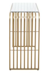 Orsina Vogue Matte Gold Slatted Console Table - thumbnail 3
