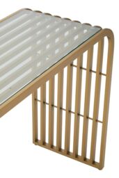 Orsina Vogue Matte Gold Slatted Console Table - thumbnail 6