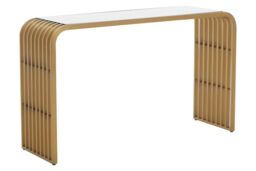 Orsina Vogue Matte Gold Slatted Console Table - thumbnail 2
