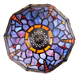Happy Homewares Hand Crafted Stained Glass Dragonfly Tiffany Table Lamp in Purple - Size: 8 inches - thumbnail 2