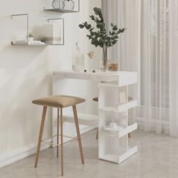 Berkfield Home Bar Table with Storage Rack High Gloss White 100x50x101.5 cm - thumbnail 3