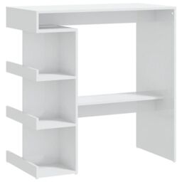 Berkfield Home Bar Table with Storage Rack High Gloss White 100x50x101.5 cm - thumbnail 2