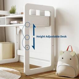 VOGREX Desk & Chair Set Study Desk Wooden Writing Table in White - thumbnail 6