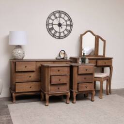 Melody Maison Dark Wood Dressing Table Set, Chest Of Drawers & Pair Of Bedside Tables - Ashwell Range in Dark Brown - thumbnail 4