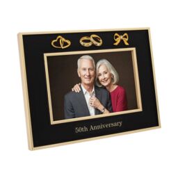 Happy Homewares 50th Anniversary Picture Frame in Matte Black with Brushed Gold Trim - thumbnail 1