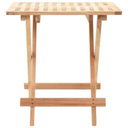 Berkfield Home Foldable Side Table Solid Walnut Wood 50x50x49 cm in Beige - Size: 50 x 50 x 49 cm - thumbnail 4