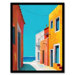 "Artery8 Bright Colourful Mediterranean Italian Painting Framed Art Print - Size: W12"" x H16""" - thumbnail 1