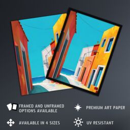 "Artery8 Bright Colourful Mediterranean Italian Painting Framed Art Print - Size: W12"" x H16""" - thumbnail 2