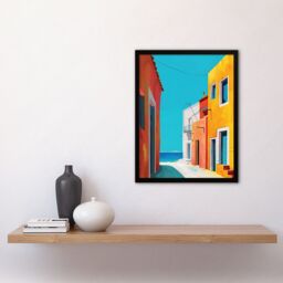"Artery8 Bright Colourful Mediterranean Italian Painting Framed Art Print - Size: W12"" x H16""" - thumbnail 4