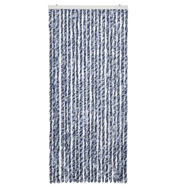 Berkfield Home Insect Curtain Blue, White & Silver 90x220 cm Chenille - image 1
