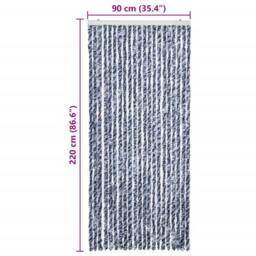 Berkfield Home Insect Curtain Blue, White & Silver 90x220 cm Chenille - thumbnail 7
