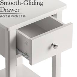 Christow Natural Bedside Table Slim Bedroom Nightstand Cabinet Unit 1 Drawer Storage Shelf in Brown - thumbnail 4