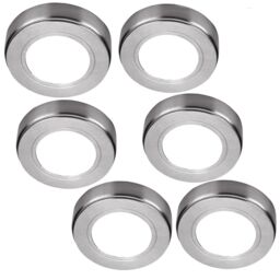 Loops 6x CHROME Round Surface or Flush Under Cabinet Kitchen Light Kit - 240V Mains Powered - Natural White LED - thumbnail 5