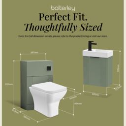 Balterley Cloakroom Suite Wall Hung Vanity Toilet Tap Set - Green Black - thumbnail 5