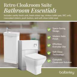 Balterley Cloakroom Suite Wall Hung Vanity Toilet Tap Set - Green Black - thumbnail 3