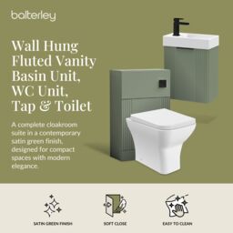 Balterley Cloakroom Suite Wall Hung Vanity Toilet Tap Set - Green Black - thumbnail 2