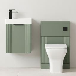 Balterley Cloakroom Suite Wall Hung Vanity Toilet Tap Set - Green Black - thumbnail 8