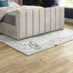 KDMD Strumpshaw Winged Upholstered Beige Soft Velvet Designer Bed Frame in Cream - Size: Double - thumbnail 6