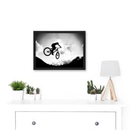 Artery8 Sport BMX Bike Jump Bicycle Silhouette Offroad Artwork Framed Wall Art Print A4 in Black - thumbnail 2