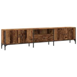 Berkfield Home TV Cabinet with Drawer Old Wood 200x25x44 cm Engineered Wood in Brown - Size: 200 x 25 x 44 cm - thumbnail 3
