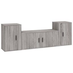 Berkfield Home 3 Piece TV Cabinet Set Grey Sonoma Engineered Wood - thumbnail 2