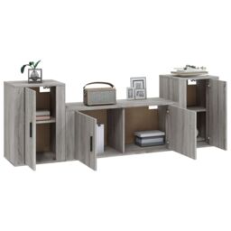 Berkfield Home 3 Piece TV Cabinet Set Grey Sonoma Engineered Wood - thumbnail 3