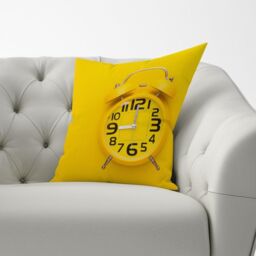 Warren Reed - Designer Yellow Alarm Clock Cushions - Size: 60 cm x 60 cm - thumbnail 3