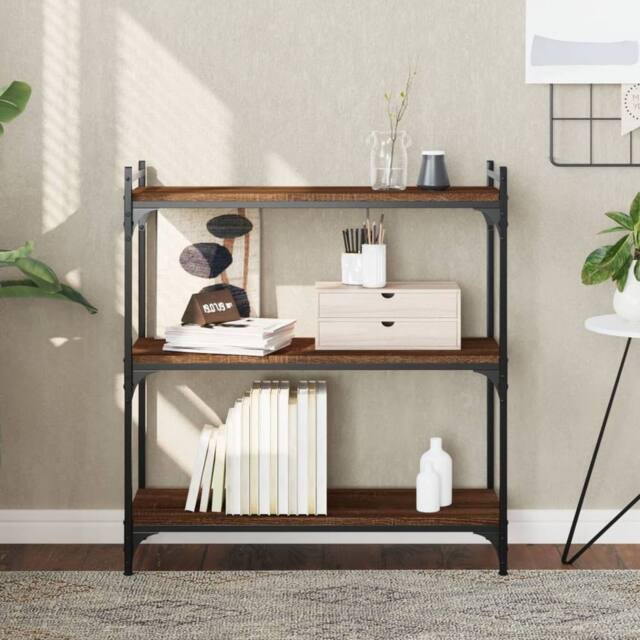 Berkfield Home Bookcase 3-Tier Brown Oak 80x30x86 cm Engineered Wood - Size: 80 x 30 x 86 cm - image 1